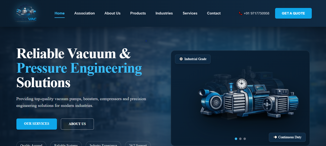 Digital Transformation for B2B Industrial Manufacturing: Scaling Direct Inquiries for Pressvac screenshot